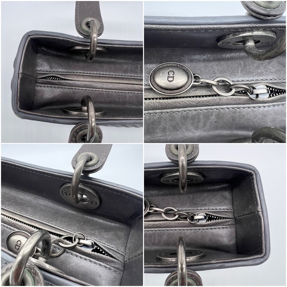 RARE Christian Dior Lambskin Fish Scale Detail Medium Lady Dior Top Handle Bag - Picture 10 of 16